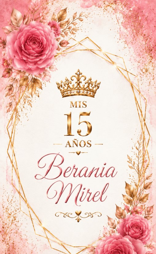 Portada de XV años de Berania Mirel, diseño Carmi