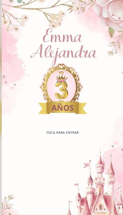 Portada de la invitación infantil de Emma Alejandra